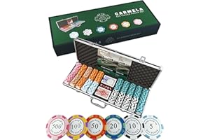 Bullets Playing Cards | Pokerkoffer „Carmela“ mit 500 Clay Pokerchips 14g | Pokerset mit Karten, Würfeln, Dealer Button & Pokerregeln