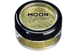Fein Glitterstreuer von Moon Glitter - 100% kosmetische Glitzer für Gesicht, Körper, Nägel, Haare und Lippen - 5g - Gold