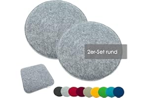 ‎HEIMTEXLAND heimtexland ® 2er Pack Sitzkissen Filz Stuhlkissen Bodenkissen Polster Stuhlauflage Indoor Outdoor Kissen rund Typ631 Filzkissen hellgrau meliert 35x35 cm 2 Stück