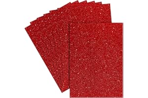 EliteKoopers 10 pcs Red A4 Glitter Foam Sheets for Christmas Bows, Arts, Crafts and Decoration