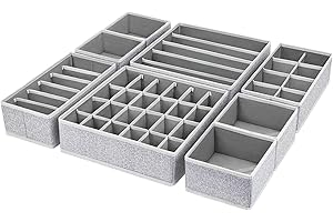Homsorout Schrank Organizer 8 Stück, Schubladen Organizer Kleidung Faltbare Aufbewahrungsbox Kleiderschrank für BHs, Socken, Krawatten. (Grau)