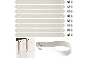 CHAUSA 8 Pezzi Ganci per Tessuti Senza Cuciture Appendi Strofinacci Cucina 15 * 1.2cm Pelle PU con Chiusura a Bottone Ganci per Asciugamani per Asciugamani,Bagno,Stracci,Decorazione,Campeggio(Beige)