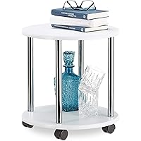 Relaxdays Beistelltisch rollbar, Allzweckwagen Holz mit 4 Rollen, Couchtisch mit 2 Ebenen, MDF, HBT: 41,5x40x40cm, weiß