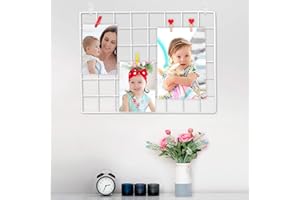 ODOXIA 1 x druciany panel ścienny | siatka do ekspozycji zdjęć | metalowe, białe i magnetyczne panele | organizer do przechowywania siatki i ramka na zdjęcia | wiszący wystrój domu, biura i kuchni | tablica