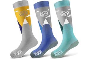OutdoorMaster Merino Wool Ski Socks for Kids, Unisex Boys, Thermal Winter Warm Snowboarding Socks for Cold Weather