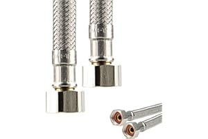 tecuro Sanitär Verbindungsschlauch 3/8 ÜWM x 3/8 ÜWM x 150 mm, KTW-A- DVGW geprüft, temperaturbeständig von -5°C bis 70°C