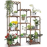 Soporte plantas interior Exterior, 10 Macetas altura grande, estante de madera varios niveles, estantes de jardín para sala d