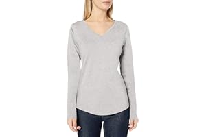 Amazon Essentials Camiseta de Cuello en v de Manga Larga, 100% Algodón y Ajuste Clásico Mujer