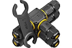PEBA Cable Connector Waterproof 3-Way, 3-Pin IP68 Waterproof Cable Connector 4-12 mm Cable Diameter, Outdoor Junction Box, 3-Conductor, Connection Clamp with Lever for Outdoor, Junction Box, Black