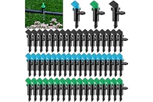 HOINCO 60 Piezas de goteo emisor de riego para jardín, Bandera De 3 Tamaños, De Goteros De Bandera De Plástico para Riego (4L/H Negro, 8L/H Azul, 16L/H Verde)