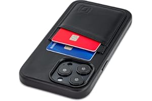 Dockem Funda Tipo Cartera de Cuero Genuino para iPhone 14 Pro MAX con Placa de Metal Incorporada para Montaje Magnético, Billetera Cosida con 2 Bolsillos para Tarjetas de Crédito (Negro, M2GL)