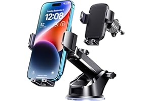 TICILFO Support Téléphone Voiture [Ventouse Qualité Militaire & Clip Stable] Porte 3 en 1 Accroche Telephone Pose GPS voiture Universel Portable pour Smartphones iPhone