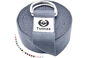 Tumaz Yoga Strap/Yoga Belt, Home Workout, Daily Stretching with Extra Safe Adjustable D-Ring Buckle, Durable and Comfy Delicate Texture