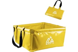 MNT10 Ciotola Pieghevole da Esterno da 15L o 20L I Ciotola da Pieghevole in Tessuto Resistente I Utilizzabile come Ciotola per Lavare, Lavandino da Campeggio o Secchio Pieghevole (Giallo 20L)
