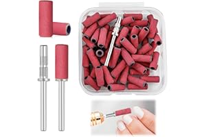 JOYECHO 60 Pcs Embouts Ponceuse Manchons, #240 Grit Sanding BandsPour Manicure Pedicure Grain pour Perceuse à Ongles Ponceuse Emeri Rouleaux Lime Ongles pour Manucure et Pédicure(Rosa)