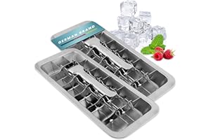 DREIKLANG - BE SMART Dreiklang Lot de 2 bacs à glaçons robustes en acier inoxydable poli de qualité supérieure avec levier - Durable et sans plastique - Style vintage