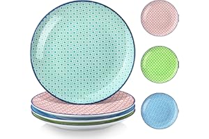 vancasso, seria MACARON, japoński talerz porcelanowy, 4 sztuki, wielokolorowy talerz obiadowy- 27 cm