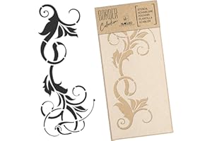 NAKLEO Plantilla de Borde para Pintura 21x45cm, Remolino Ornamento Floral Patrón, Stencil Plástico y Reutilizable de Dibujo, DIY Artesanía Manualidades Casa Decoración, Pared Madera Tejido Muebles