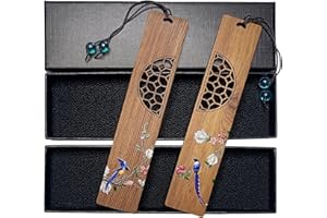 YMJD 2 Marque-page en Bois Naturel Bookmark, Marque Page Bois Creux et Peint, Cadeau Idéal pour Amis,Compagnon,Enseignants, Filles, Hommes, Femmes (B)