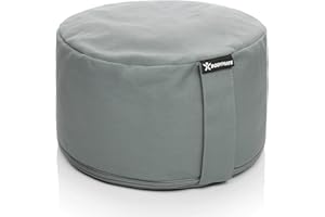 BODYMATE Cojín de yoga redondo de 31 cm de diámetro, 16 cm de alto, con relleno de piel de trigo sarraceno, funda lavable a máquina, 100% algodón extragrueso, cojín de meditación, cojín de asiento