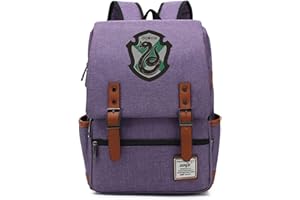 MMZ Children's Book Bag Fashionable Harry Potter Badge Backpack Primary School Casual School Bag Slytherin Purple