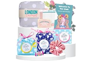 LONDON CAROUSEL First Period Kit for Girls No Tampons - Emergency Kit Bag for Girls with Sanitary Pad Storage Bag, Teen Sanitary Towels, Lil-lets Teens Liners, Hair Scrunchie, Period Info Booklet and Period Tracker