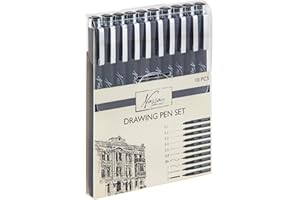 ‎VAN NASSAU FINE ART VAN NASSAU FINE ART Fineliner Set Schwarz | 10-teilig | 10 Verschiedene Linienbreiten | Wasserfeste Zeichenstifte In Transportbox | Für Skizzieren, Technisches Zeichnen, Künstler Illustrationen