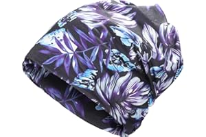 ZLYC Women Summer Thin Beanie Hat Floral Lightweight Slouchy Hat