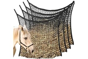 WEEKSUN 4 PCS Slow Feed Hay Net, Hay Bags for Horses with Large Capacity, Horse Feed Bag Easy to Hang, Hay Nets for Horses for Horse Feeder Full Day Feeding Horses Goat Stall Trailer (31.5" x 35.1")