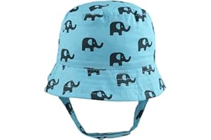 Faith & Sarah Kids Cappello da sole per bambino o ragazza secchio estivo con cinturino per il mento e elefante a tesa larga
