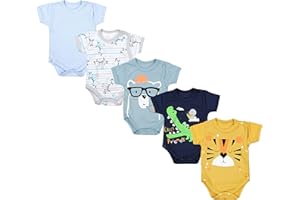 TupTam Baby Body Kurzarm Jungen – Wickelbody Kurzarm aus Baumwolle im 5er Set – OEKO-TEX Zertifiziert
