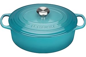 Le Creuset Cocotte en Fonte Émaillée Signature avec Couvercle, 27 cm, Ovale, 4,1 L, 4,425 kg, Bleu Caraïbes, 21178271702430