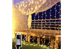 Yinuo Mirror Tenda Luci Led 3x3 m, Tenda Luminosa Natale Esterno Impermeabilità IP44 Tenda Luminosa con 8 Modalità di Illuminazione per Natale, Interno, Camera da Letto, Giardino Bianco Caldo