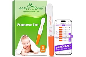 3 Easy@Home ultrakänsligt graviditetstest: 3 HCG 10 mIU/ml test för tidig graviditetsdetektion med exakta resultat - Drivs av Premom Smart APP丨HCG Midstreams (3 HCG)