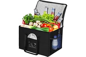 Beautyshow 40L duża torba termoizolacyjna, torba na zakupy wielokrotnego użytku, izolowana torby z siatkowymi kieszeniami, składana torby do zamrażania na piknik/zakupy/kemping/plażę/grilla