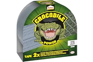 Pattex Crocodile Power Taśma klejąca, mocna taśma materiałowa o podwójnej grubości, ekstremalna odporność na najtrudniejsze naprawy, taśma klejąca do różnych materiałów, srebrna, 1 x 20 m