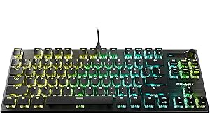 Roccat Vulcan TKL Pro Tenkeyless Linear Optical Titan Switch Tastiera da gioco per PC con illuminazione AIMO RGB Per-key, piastra superiore in alluminio anodizzato e cavo USB-C staccabile, nero