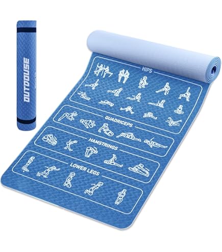 Tapis Yoga Antidérapant avec Sangle, Tapis de Sport Épais de 8 mm, Tapis de Sol Professionnel en TPE pour Femme Homme, Tapis de Gym pour la maison ou l'extérieur, 183 x 61
