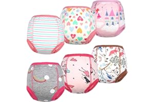 AolsteCell Culotte d Apprentissage Enfant, Culotte Apprentissage propreté Fille, Culotte d'apprentissage Lavable, Pur Coton, 3 Ans, Lot de 6, Multicouleur avec différent Motifs