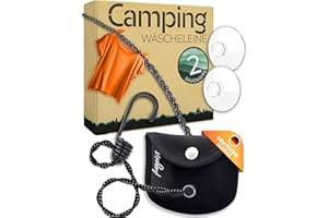 ‎FREIGEIST ESPRIT LIBRE Wäscheleine Camping mit Saugnapf + Haken - 3m | Das perfekte Reise-Zubehör und Reise Must Have | Reisewäscheleine, Wäscheleine Reise | Wäsche Trocknen bei Backpacking, Outdoor, Wandern, Camping Gadget