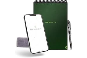 ‎ROCKETBOOK Rocketbook Flip Executive-Größe (15,2 x 22,4 cm), mit 1 Pilot Frixion-Stift und 1 Mikrofasertuch, grüner Einband