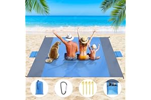 DIJIA Beach Blanket Beach Mat - Sandproof Large 210 * 200 CM Waterproof Lightweight Outdoor Sports with 2 Extra Zipper Pockets for for Phone Camera, Holidays Camping Hiking Blanket