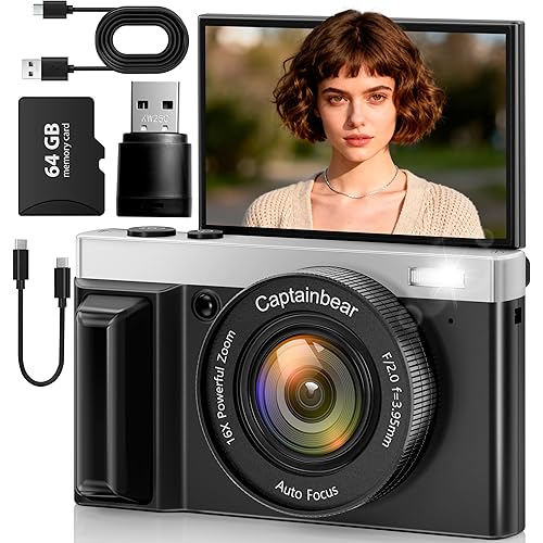 4K Digital Camera,64MP Cameras for Photography with 16X Digital Zoom, AutoFocus Vlogging Camera for YouTube, 3\