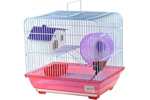 SMELL & SMILE Jaula para Hámster Roborowski Jaula para Hamster jaulas Hamsters pequeña Bebedero comedero (175ROSA)
