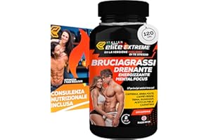 Italian Elite® Integratore Brucia Grassi Elite Extreme. 120 caps. Termogenico, Drenante, Dimagrante, Energizzante Forte, Detox, Booster Mentale. Per Uomo e Donna