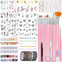 TAVADA Nagel-Kunst-Set – 15 Pinsel, 5 Punktstifte, Glitzer & Strasssteine Für Maniküre Zu Hause