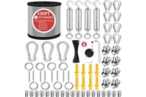 AFENCES Cavo Acciaio Rivestito 3MM, 30M 304 Inossidabile Cavo Acciaio,M5 Tenditore Cavo Acciaio,Corda per Tende da Esterno,Filo Stendibiancheria