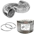 LOOTICH Sturdy 8 Inch 8 Feet Non-Insulated Flex Air Aluminum Ducting Vent Hose for HVAC Ventilation 2 Stainless Steel Clamps included