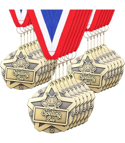 Spelling Bee Participant Ribbons - 100 Yellow Award Prizes With Bee Theme Design