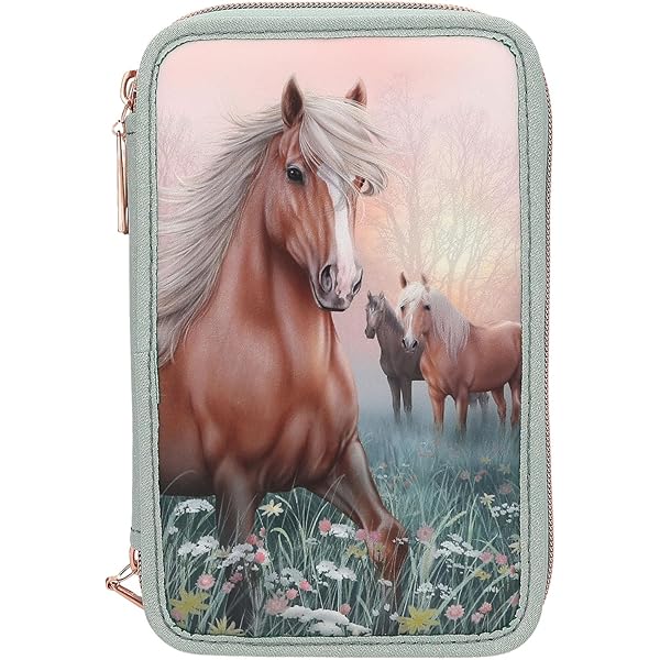 Depesche 13191 Miss Melody Glitter Horse - rugzak in donkerblauw, met paardenmotief, glitter en hartjes quilting, tas met verstelbare riemen